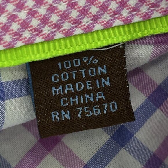 Tattersall London Pink Blue Plaid Check Spread Collar Dress Shirt Size 17 34/35 - Picture 4 of 9
